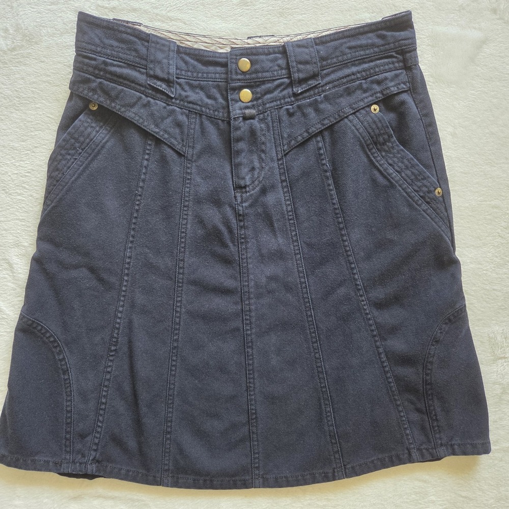 Vintage Marc Jacobs Black Denim Midi Skirt Y2K Pockets